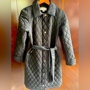 Michael Kors quilt, belted coat, size medium